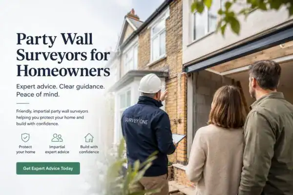 Image of couple with Party wall survey from Survey One Rushden